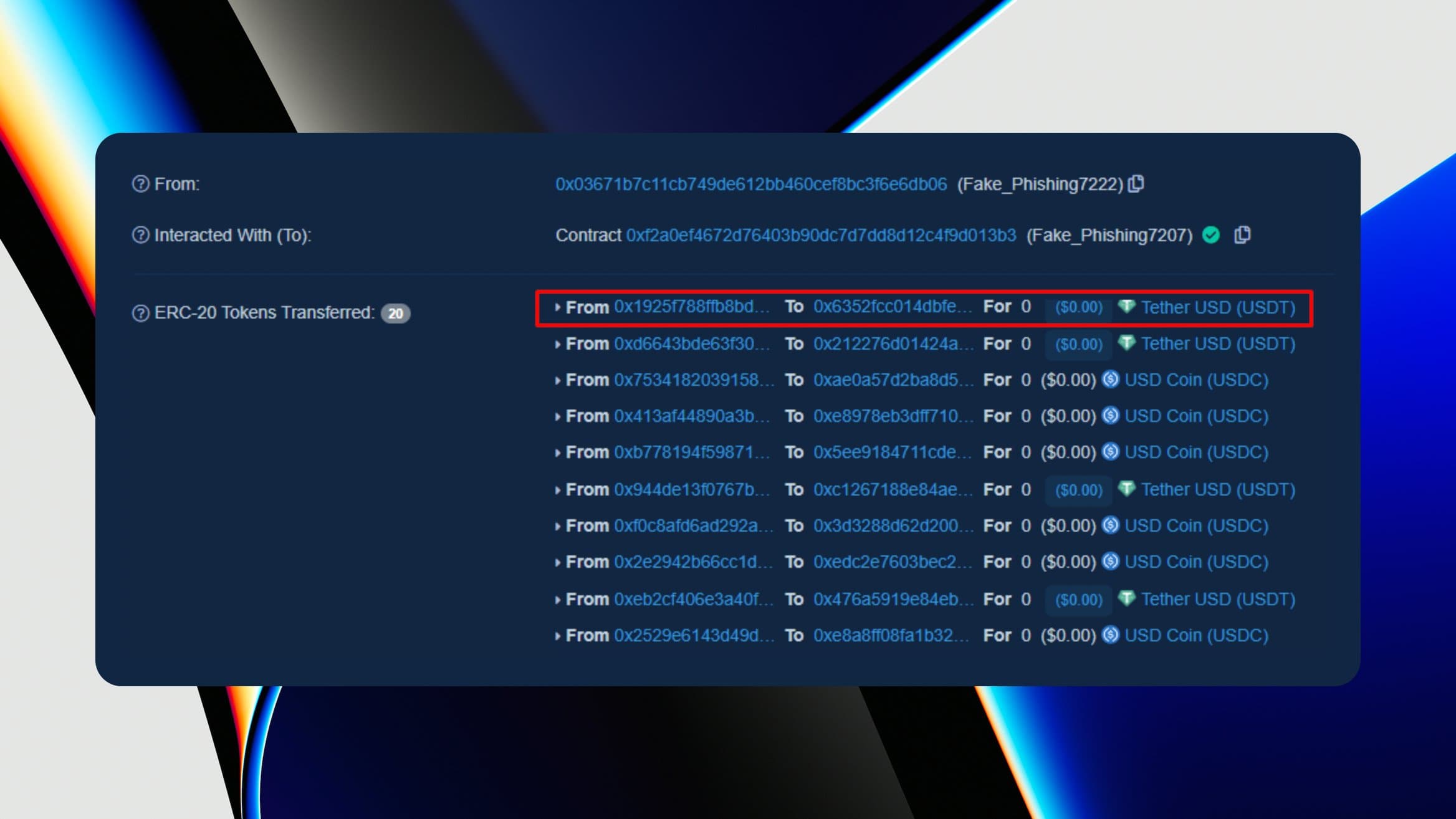 Zero Value Transfer Address Poisoning